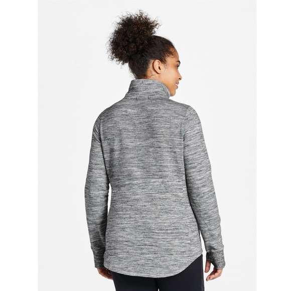 L.L.Bean Cozy Mixed-Knit Pullover Marled Light Gray Funnelneck Sweatshirt - Picture 2 of 12